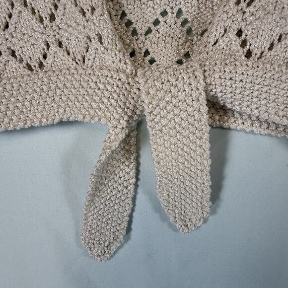 VTG 2005 Y2K The Limited White Crochet Tie Front Cardigan MEDIUM Cream Whimsy - Picture 7 of 13